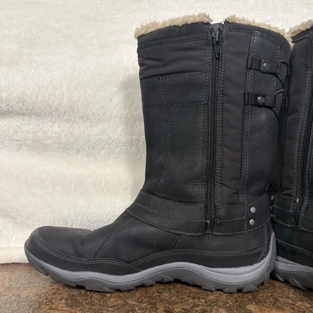Merrell Black Tall Insulated Winter Boots with Faux Fur Collar